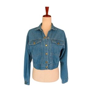 Vintage 80s Jou Jou Jeans Cropped Denim Jacket Size Medium‎